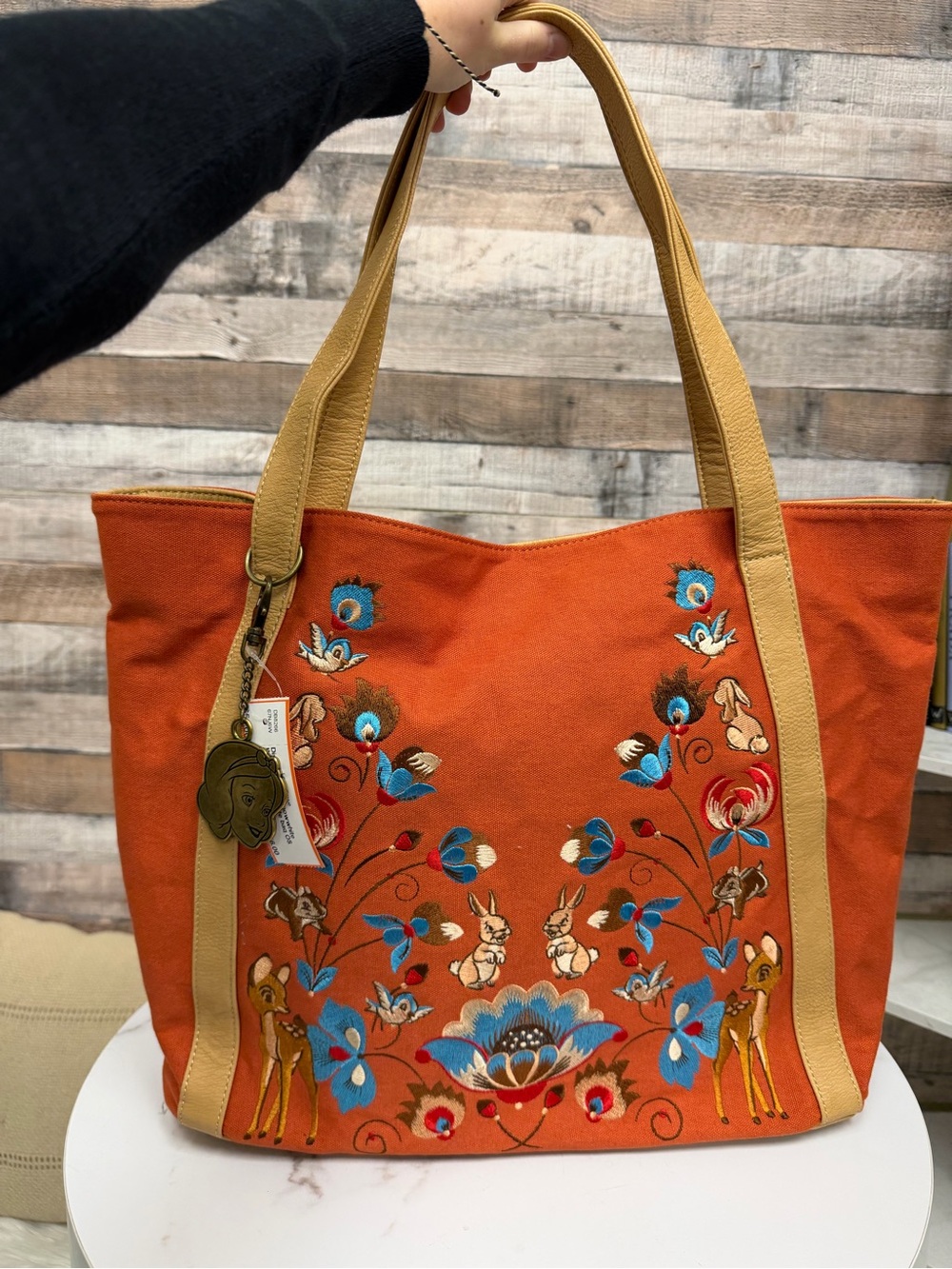 Disney orange Snowwhite themed canvas tote bag OS